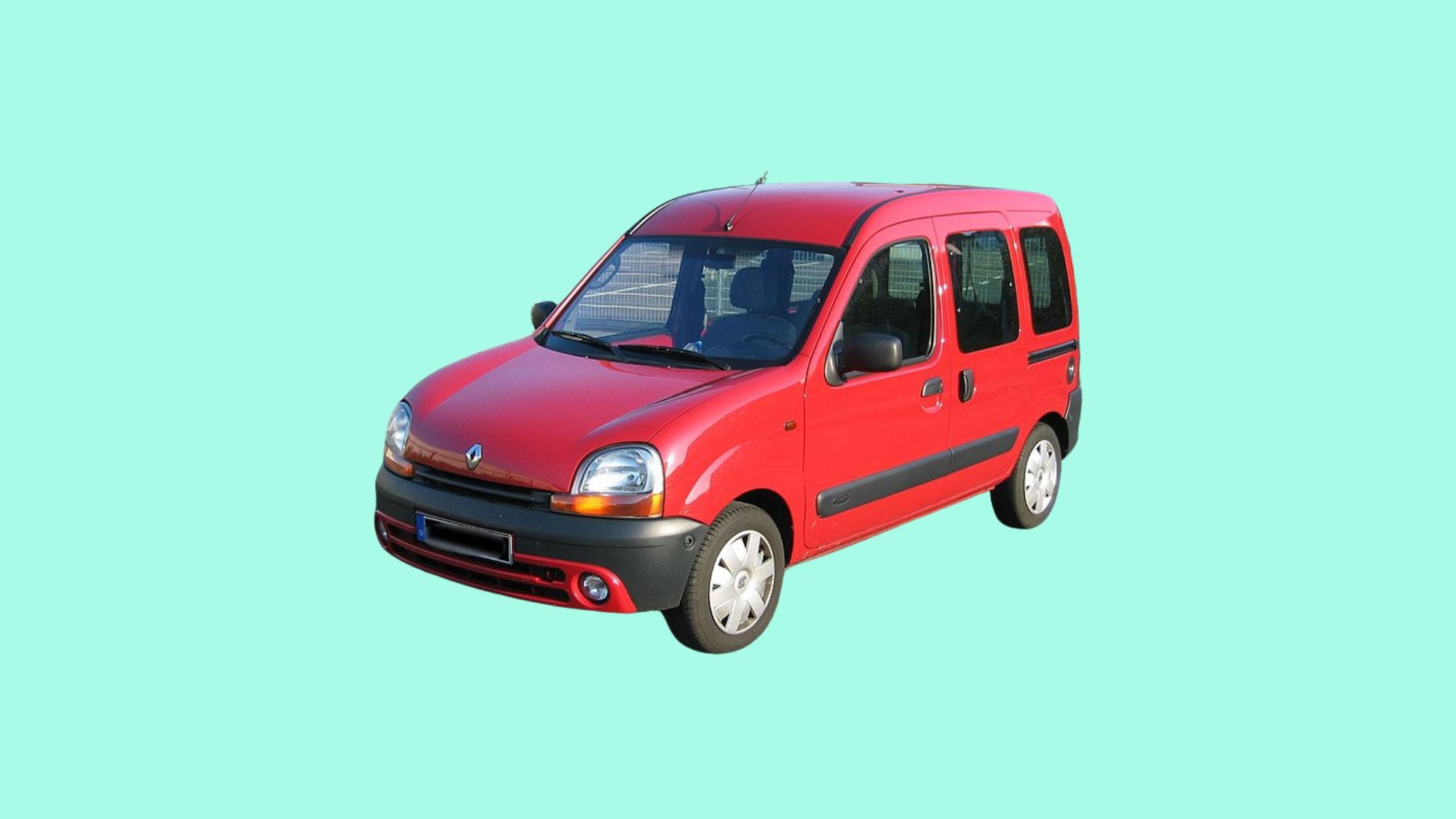 Ein roter Renault Kangoo.